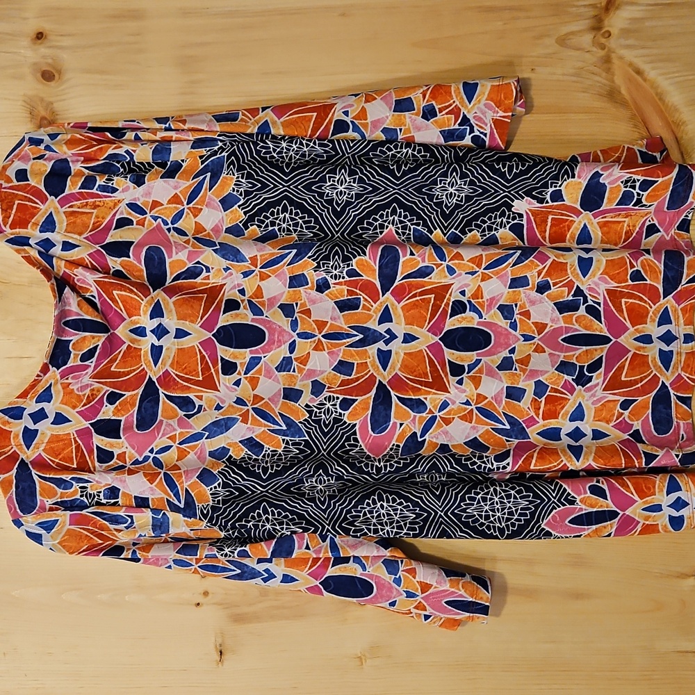 JM Collection 3X Multicolor Geometric Blouse NWOT - Picture 6 of 8